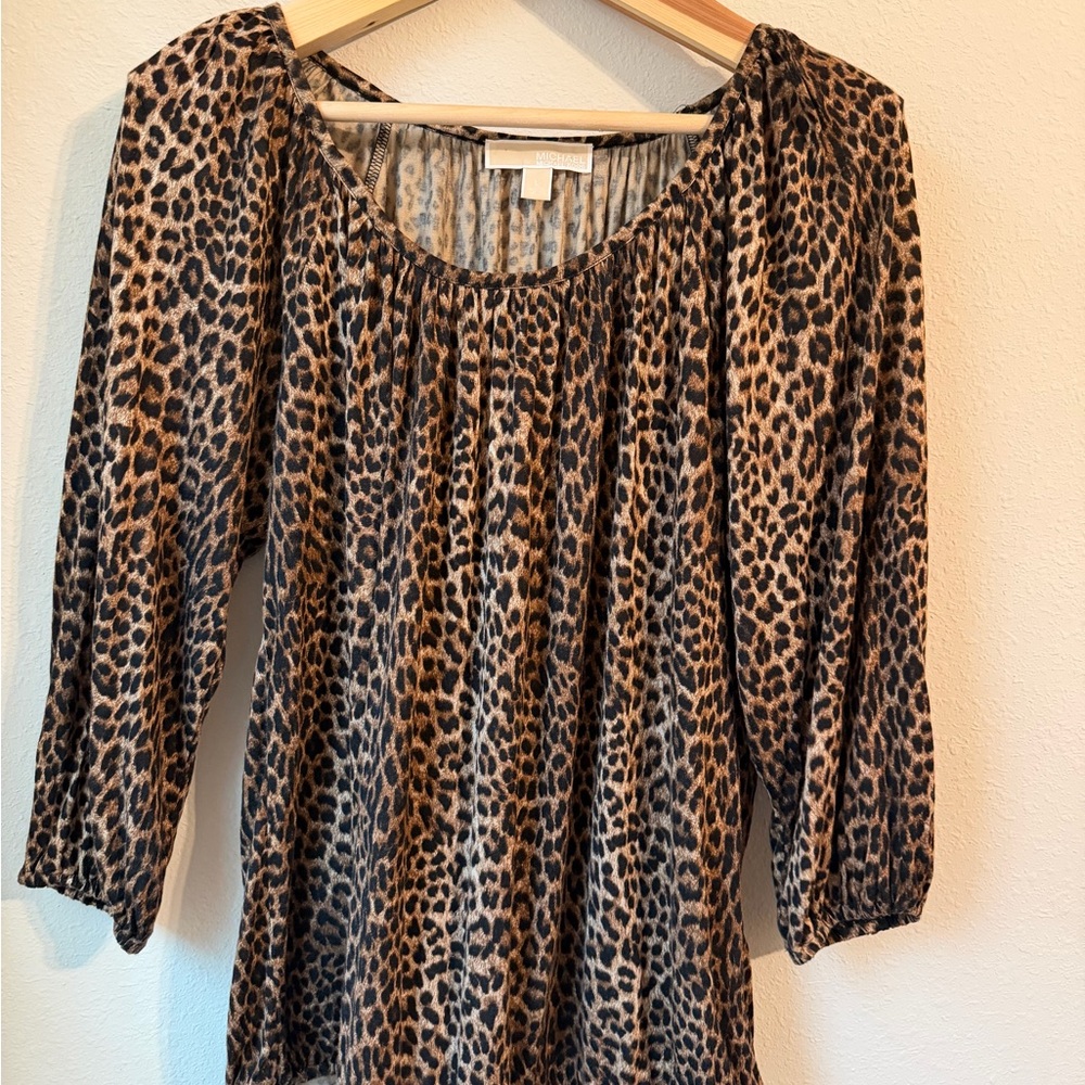 Michael Kors Brown Leopard Print women’s Blouse large size to extra large